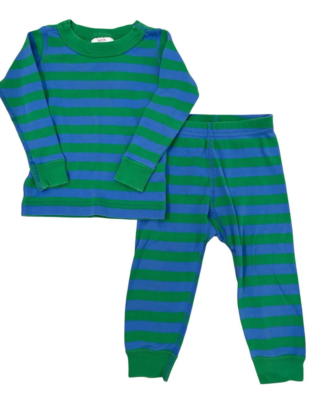 Hanna Andersson 18-24M Blue Green Stripe Organic Cotton Long Sleeve Pajama Set